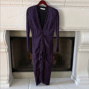 Zara Purple Polka Dot Midi Dress